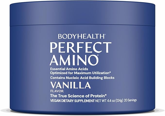 BodyHealth PerfectAmino - BCAA and EAA Powder for Pre and Post Workout - Amino Acid Energy Drink for Men and Women to Support Lean Muscle and Recovery - Vanilla - 20 Servings