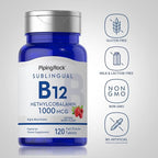 Piping Rock Vitamin B12 1000 mcg Sublingual | 120 Tablets | as Methylcobalamin | Berry Flavor | Vegetarian, Non-GMO, Gluten Free Supplement