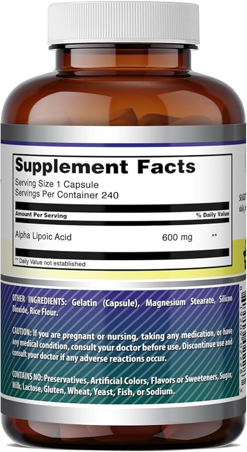 Amazing Formulas Alpha Lipoic Acid | 600 Mg Per Serving Supplement | Capsules | Non-GMO | Gluten Free | Made in USA (240 Count)
