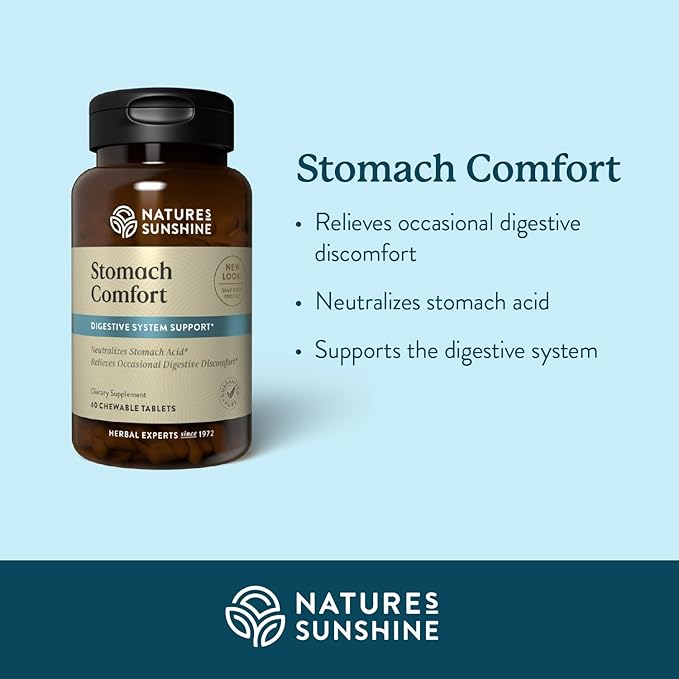 Nature's Sunshine Stomach Comfort, 60 Chewable Tablets | Helps Neutralize Acid and Soothe The Stomach by Supporting Digestion (Pack of 2)