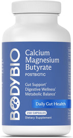 BodyBio Butyrate - Postbiotic for Gut Health, Digestive Support, Bloat, Gas & Constipation Relief, Leaky Gut Repair - Calcium, Magnesium + Butyric Acid Supplement for GI Wellness