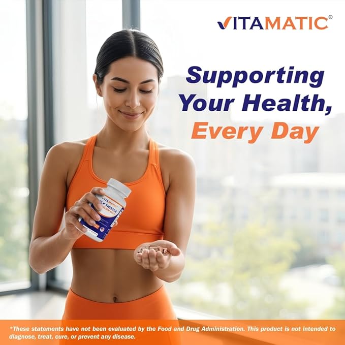 Vitamatic Milk Thistle with Dandelion Root – 50:1 Plant-Based Botanical Extract – Concentrated Herbal Capsules – Vegetarian, Non-GMO, Gluten-Free – 180 Capsules