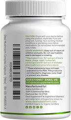 Organic 10-in-1 Mushroom Supplement, 240 Capsules – Lions Mane, Turkey Tail, Reishi, Cordyceps & More Mushroom Complex – Immune, Energy & Nootropic Brain Support – Non-GMO