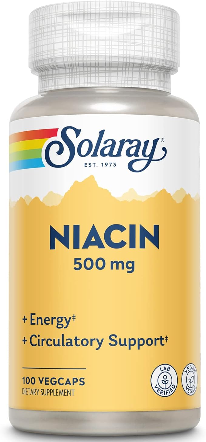 SOLARAY Niacin 500 mg, Vitamin B3 | Skin Health, Nervous System & Circulation Support | 100ct