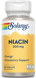 SOLARAY Niacin 500 mg, Vitamin B3 | Skin Health, Nervous System & Circulation Support | 100ct