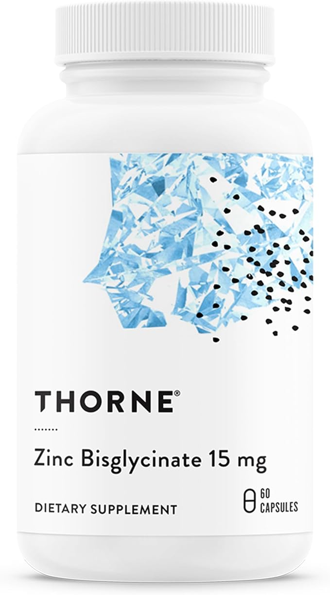 THORNE - Zinc Bisglycinate 15 mg - Highly Absorbable Zinc Supplement - Supports Immune System, Eye, Skin & Reproductive Health* - Third-Party Certified - Gluten, Dairy & Soy-Free - 60 Capsules