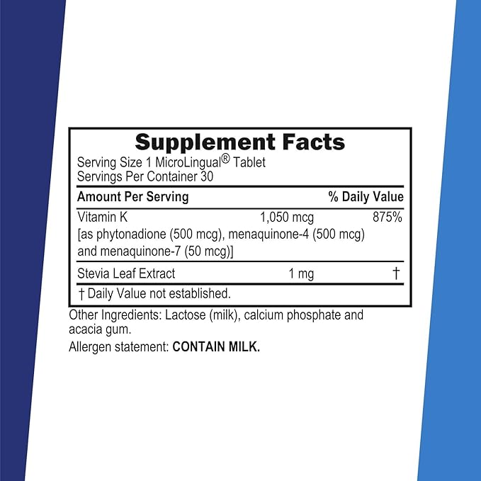 Superior Source Triple K: MK-4 500mcg, MK-7 50mcg, K1 500mcg, 30 Quick Dissolve Tabs, Bone/Heart/Immune Support, Non-GMO, 2-Pack