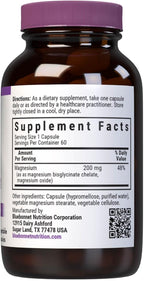 Bluebonnet Nutrition Albion Buffered Chelated Magnesium 200 mg, Magnesium Oxide, Stress Relief, Vegan, Non GMO, Gluten Free, Soy Free, Milk Free, Kosher, 60 Vegetable Capsules, 1 Month Supply