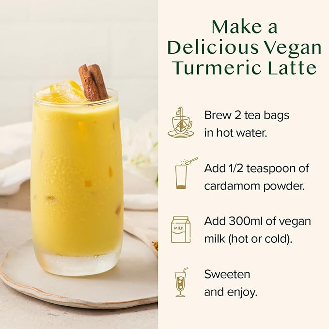VAHDAM Organic Turmeric Ginger Herbal Tea Bags (100 Pyramid Tea Bags) Caffeine Free, Non GMO | 100% Pure Herbal Blend - Savory & Spicy, Plant-Based Teabags | Resealable Ziplock Pouch