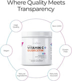 Livingood Daily High Dose Vitamin C Powder Supplement, 2,600 MG Ascorbic Acid Powder Supports Immunity & Skin Health, Powdered Vitamin C with Quercetin, Sweetened with Stevia, Vegan, 30 Servings