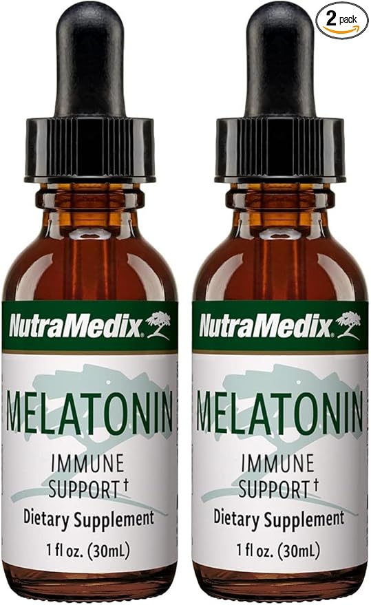 NutraMedix Melatonin Night Time Support Drops for Occasional Sleeplessness - Liquid Melatonin for Optimal Rest, Immune System & Mood Support - May Help with Feeling Groggy (1oz / 30ml) (Pack of 2)