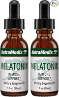 NutraMedix Melatonin Night Time Support Drops for Occasional Sleeplessness - Liquid Melatonin for Optimal Rest, Immune System & Mood Support - May Help with Feeling Groggy (1oz / 30ml) (Pack of 2)