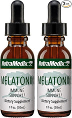 NutraMedix Melatonin Night Time Support Drops for Occasional Sleeplessness - Liquid Melatonin for Optimal Rest, Immune System & Mood Support - May Help with Feeling Groggy (1oz / 30ml) (Pack of 2)