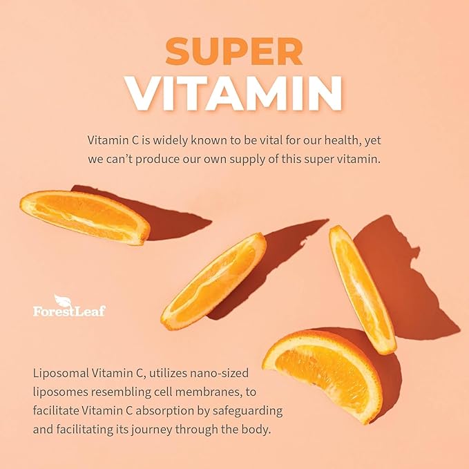 ForestLeaf Liposomal Vitamin C 1400mg Capsules | High Dose Vitamin C Liposomal Supplement w Coconut Oil Fatty Acids | Fast Absorption | Immune Support, Antioxidant, Collagen Production | 120 Vegan Cap