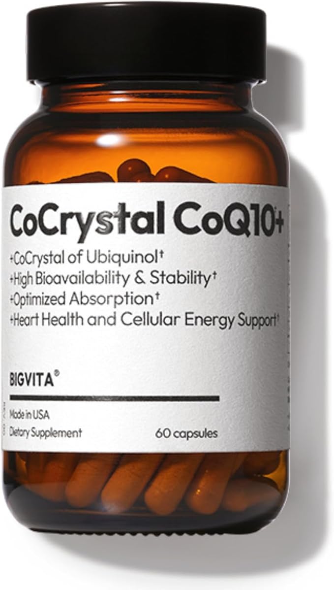 BIGVITA CoCrystal CoQ10 + 120 mg Ubiquinol – Ultra-Absorption Formula with PQQ, SOD & BioPerine – Supports Heart, Energy & Cellular Vitality – 60 Capsules - 2 Month Supply