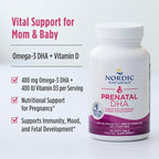 Nordic Naturals Prenatal DHA, Unflavored - 90 Soft Gels - 830 mg Omega-3 + 400 IU Vitamin D3 - Supports Brain Development in Babies During Pregnancy & Lactation - Non-GMO - 45 Servings