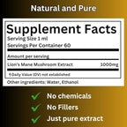 Lion’s Mane Tincture, High Potency, Double Extracted, 60 Daily Doses
