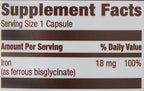Amazon Elements Iron 18mg Capsules, Supports Red Blood Cell Production, Vegan, 195 Count, 6 month supply (Packaging may vary)
