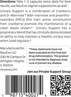 NeuEve Urinary Support Cranberry and D Mannose Supplements for Urinary Health Defense, All-Natural Ingredients | 90 Vegan Capsules