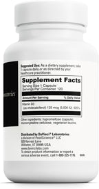 DAVINCI Labs Vitamin D3 5000 IU - Dietary Supplement to Support Healthy Teeth and Bones, Cardiovascular Function, and Immune Health* - with 5000 IU per Serving - Gluten-Free - 120 Capsules