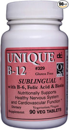 Unique B-12 Sublingual B Vitamins 90 vegi caps