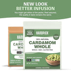 HANDPICK Green Cardamom Pods (57g / 2oz) Large size Green Elaichi | Pure, Non-GMO, Gluten Free | 100% Raw from India | Resealable Zip Lock Pouch