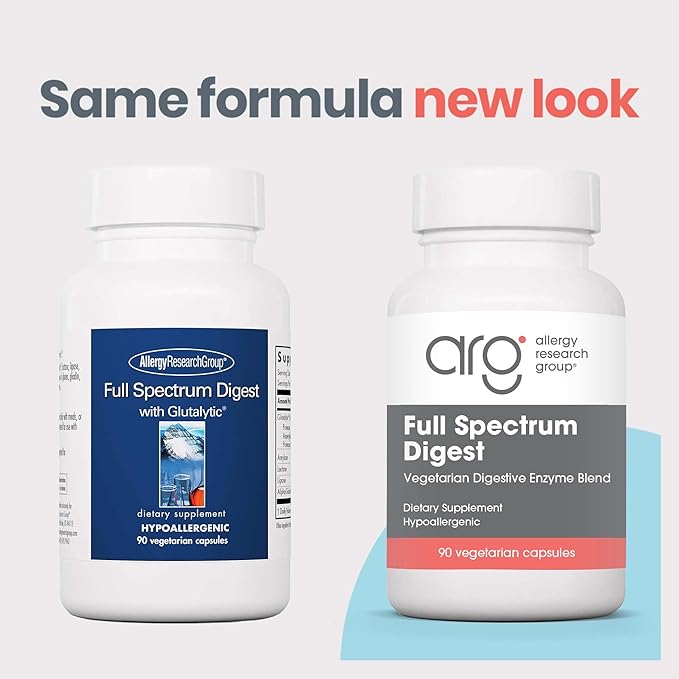 Allergy Research Group ARG Full Spectrum Digest - Vegan Enzyme Blend - Digestive Support - Hypoallergenic - 90 Servings - 90 Capsules