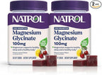 Natrol Magnesium Glycinate Supplements 100mg, Cherry Lemon Soft Chews for Healthy Sleep and Body, Magnesium Glycinate 100mg, Up to a 30 Day Supply (Pack of 2)