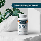 Pattern Wellness Vitamin K2 & D3 Supplement with Calcium – Bone Health, Circulatory Wellness & Immune Support - Non-GMO - 60 Capsules