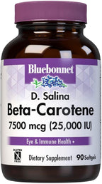 BlueBonnet Mixed Beta-Carotene 25,000 IU (7500 mcg) Eye Vitamins - Vitamin A Supplement D. Salina Algae Beta-Carotene, Lutein & Zeaxanthin for Eye Health & Immune Support - Gluten-Free - 90 Softgels