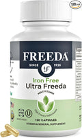 Freeda Maximum Strength Multivitamin – High Potency Daily Supplement for Active Adults (Men & Women) – Iron Free – SCD Diet Compatible – 120 Capsules – Ultra-Freeda