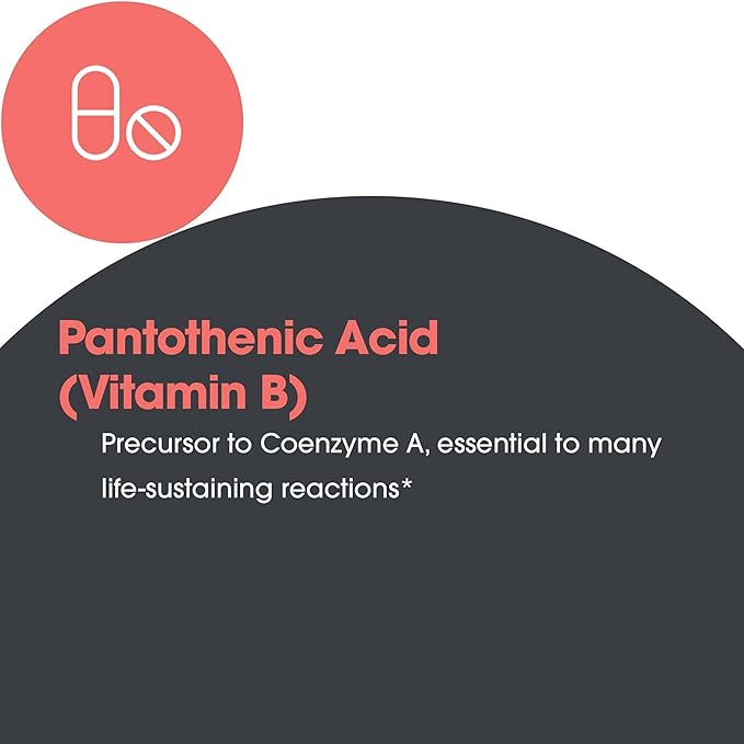 Allergy Research Group ARG Pantothenic Acid - 500 mg Vitamin B5 - Supports Metabolism & Adrenal Gland - Vegetarian Capsules - Hypoallergenic Formula - 90 Servings - 90 Count