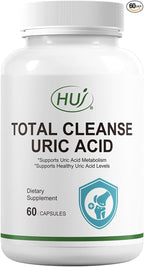 HUJ Total Cleanse Uric Acid - Uric Acid Cleanse Supplement - with Tart Cherry, Celery Seed, Marine Active 10 and Chrysanthemum Extract - Supports Joint and Kidney Health* - 60 Capsules