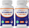 Vitamatic Vitamin B1 (As Thiamine Mononitrate) 100mg – 250 Vegetarian Tablets Supports Energy Production, Nervous System Function & Heart Health* (Pack of 2)
