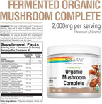 SOLARAY Fermented Organic Mushroom Complete, Powder | Healthy Immune Function Support | 2,000 mg per serv. | 60g, 30 Serv