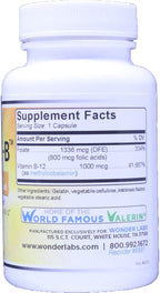 Wonder Laboratories Intrinsic Factor with Folic Acid and Vitamin B-12 1000mcg - 120 Capsules