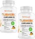 NIVELLE Turmeric Curcumin | Pure Turmeric Curcumin Supplement 1000mg | 95% Curcuminoids with Bee Propolis, Ginger, MCT Oil, Fat Soluble Vitamin C, & Black Pepper | 120 Capsules (2)