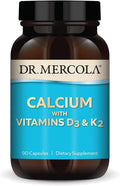 Dr. Mercola Calcium with Vitamins D3 & K2 - Supports Bone & Heart Health* - Calcium with Vitamins D3 & K2 - Eggshell-Derived - Non-GMO, Gluten-Free & Soy Free - 90 Capsules (90 Servings)