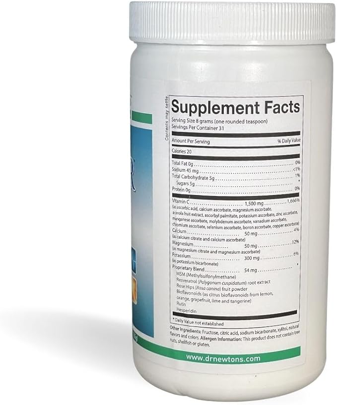 SelfCare+ Dr. Newton’s Naturals Super C22 Effervescent Vitamin C Fizzy Powdered Drink Mix with 22 Natural Sources of Vitamin C – 1500mg -8.9 Ounce Can
