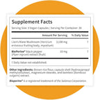 Pattern Wellness Lion’s Mane Mushroom – Supplement Capsules for Cognitive & Focus Support – Enhanced Absorption – 90 Vegan Capsules