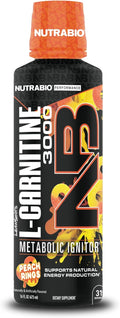 NutraBio – L-Carnitine Liquid Shots – 3000mg, (Peach Rings) – 10mg of Vitamin B-5 – Zero Carbs & Sugars – Energy Production – Muscle Recovery