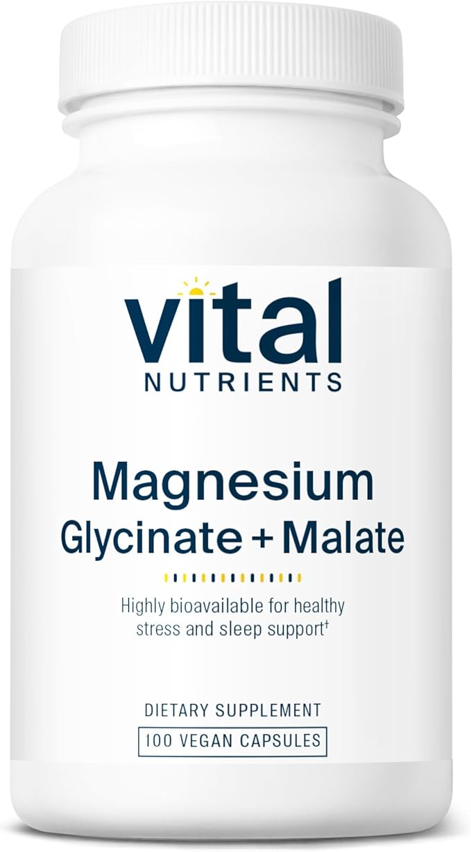 Vital Nutrients Magnesium Glycinate + Malate - 120mg Vegan Magnesium Supplement for Women and Men - Muscle, Heart, Bone Support* - Promotes Relaxation - Gluten, Dairy and Soy Free - 100 Capsules