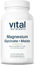 Vital Nutrients Magnesium Glycinate + Malate - 120mg Vegan Magnesium Supplement for Women and Men - Muscle, Heart, Bone Support* - Promotes Relaxation - Gluten, Dairy and Soy Free - 100 Capsules