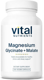 Vital Nutrients Magnesium Glycinate + Malate - 120mg Vegan Magnesium Supplement for Women and Men - Muscle, Heart, Bone Support* - Promotes Relaxation - Gluten, Dairy and Soy Free - 100 Capsules