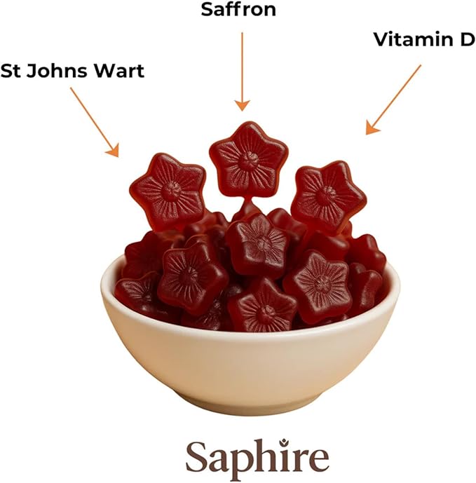 Saffron Gummies for Kids | Supports Mood, Calm & Focus | Saffron Extract, Passionflower, St. John’s Wort & GABA | Sugar-Free, Gluten-Free, Vegan, Non-GMO (60 Gummies)