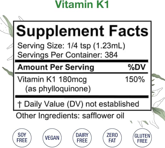 HoneyCombs Vitamin K Drops Newborn Oral Vitamin K for Newborns, and Adults Liquid Vitamin K1 Phytonadione Also k1 for Dark Under Eye Circles and Skin - Bottle - Made in USA(16 Fl oz)