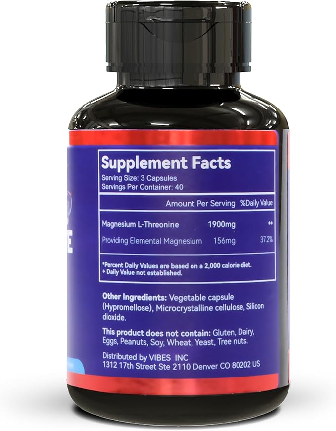 Magnesium L-Threonine Capsules, 1900mg Magnesium Threonine Supplement, Magtein, Sleep and Cognitive Support, Non GMO, Gluten Free - 240 Veg Capsules