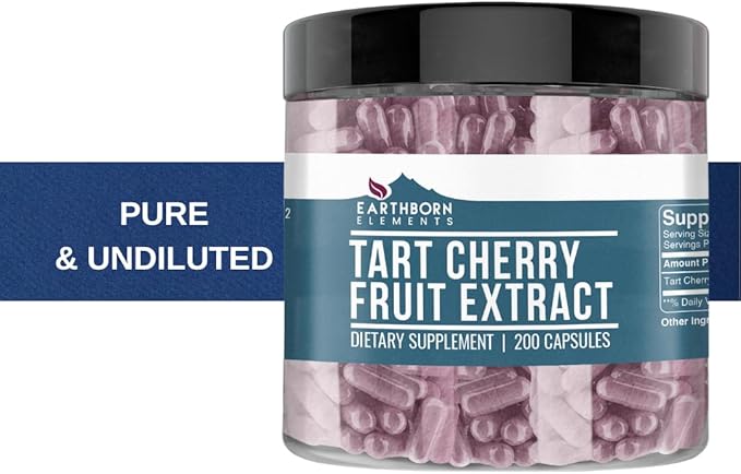 Earthborn Elements Tart Cherry Extract 200 Capsules, Pure & Undiluted, No Additives