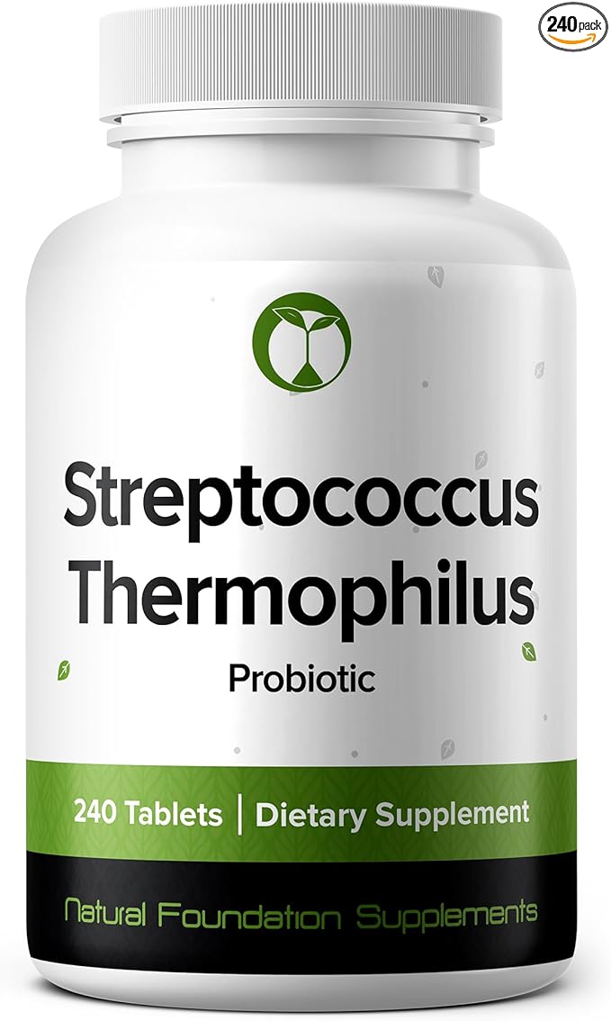 Streptococcus Thermophilus Probiotic 240 Tablets (4 Month Supply) – Researched Strain ST81 – 3 Billion CFU – Digestive Health & Lactose Support – GMP Certified (240, Streptococcus Thermophilus)