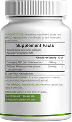 DEAL SUPPLEMENT CoQ10 200mg with PQQ 200mcg, 240 Veggie Capsules | Bioavailable Coenzyme Q10 Complex | Supports Heart, Energy & Brain Health | Antioxidant Support | Non-GMO